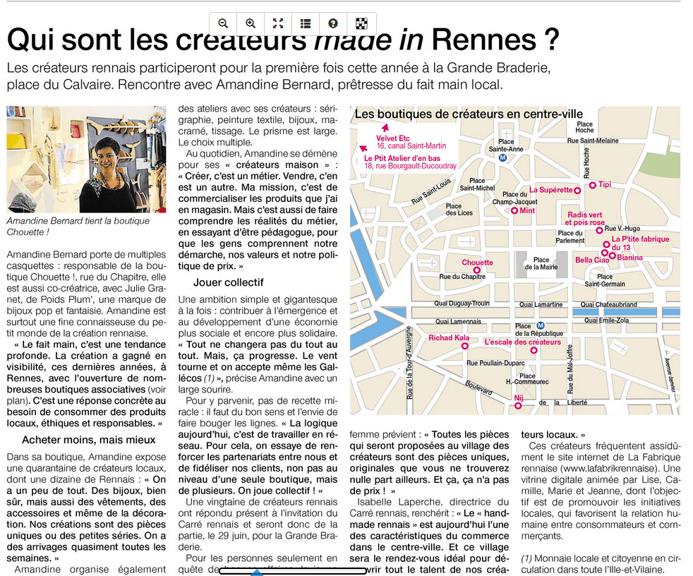 Ouest France presse boutique de créateurs Chouette à Rennes