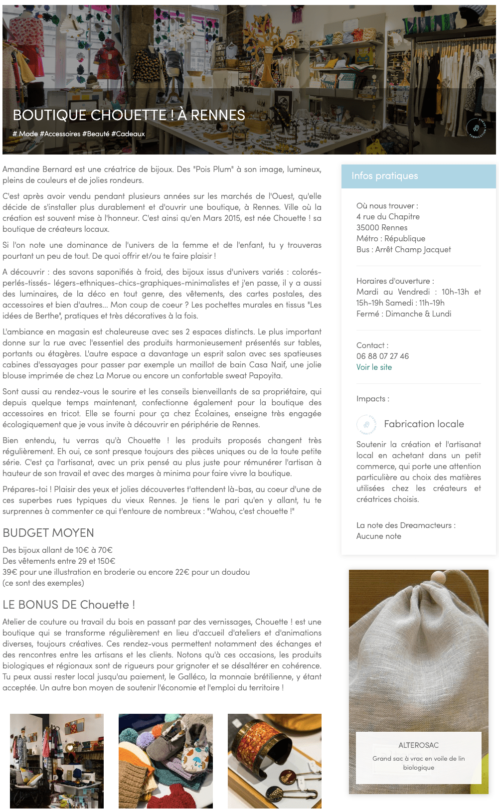 Dream Act, webzine consommation responsable boutique chouette Rennes shopping