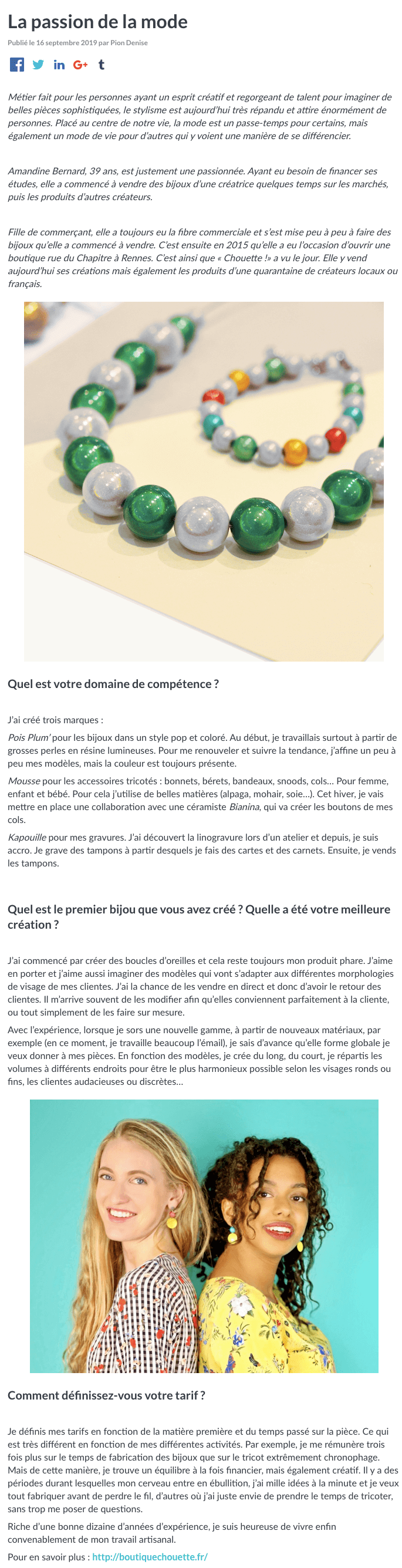 www.prontopro.fr, le blog boutique Chouette Rennes