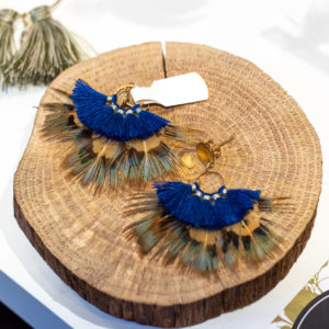 Boucles d'oreilles plume créatrice rennes cadeau de noel